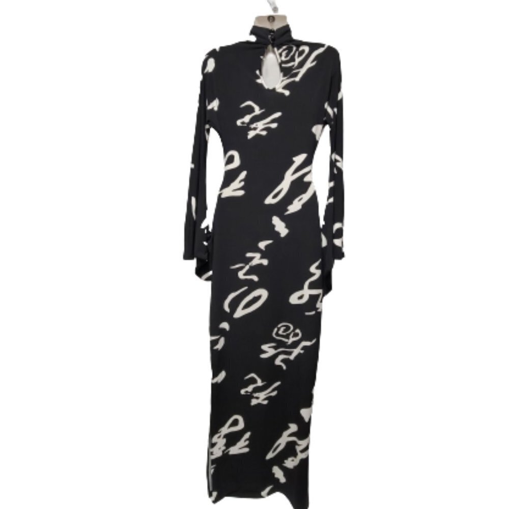 Womens Black Gown Figure Hugging Maxi Elegant Long Dress- NEW